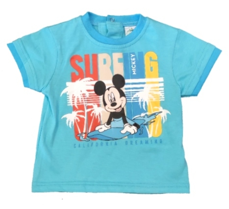Baby T-Shirt für Jungen in türkisblau mit Micky Maus